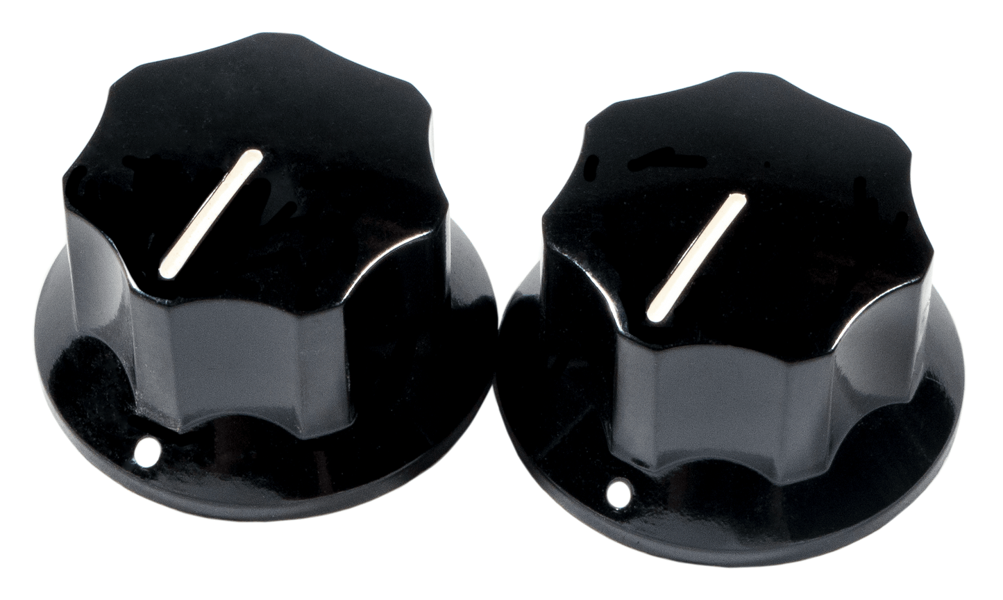 Pure Vintage Skirted Guitar Knobs, Black (2)