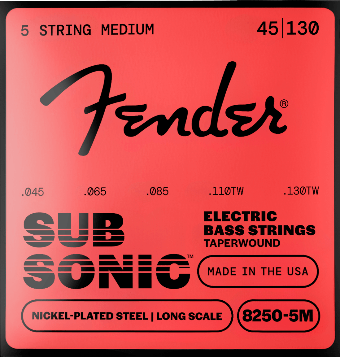 SubSonic™ 8250 Taper Wound Nickel-Plated Steel Bass Strings (5 String)