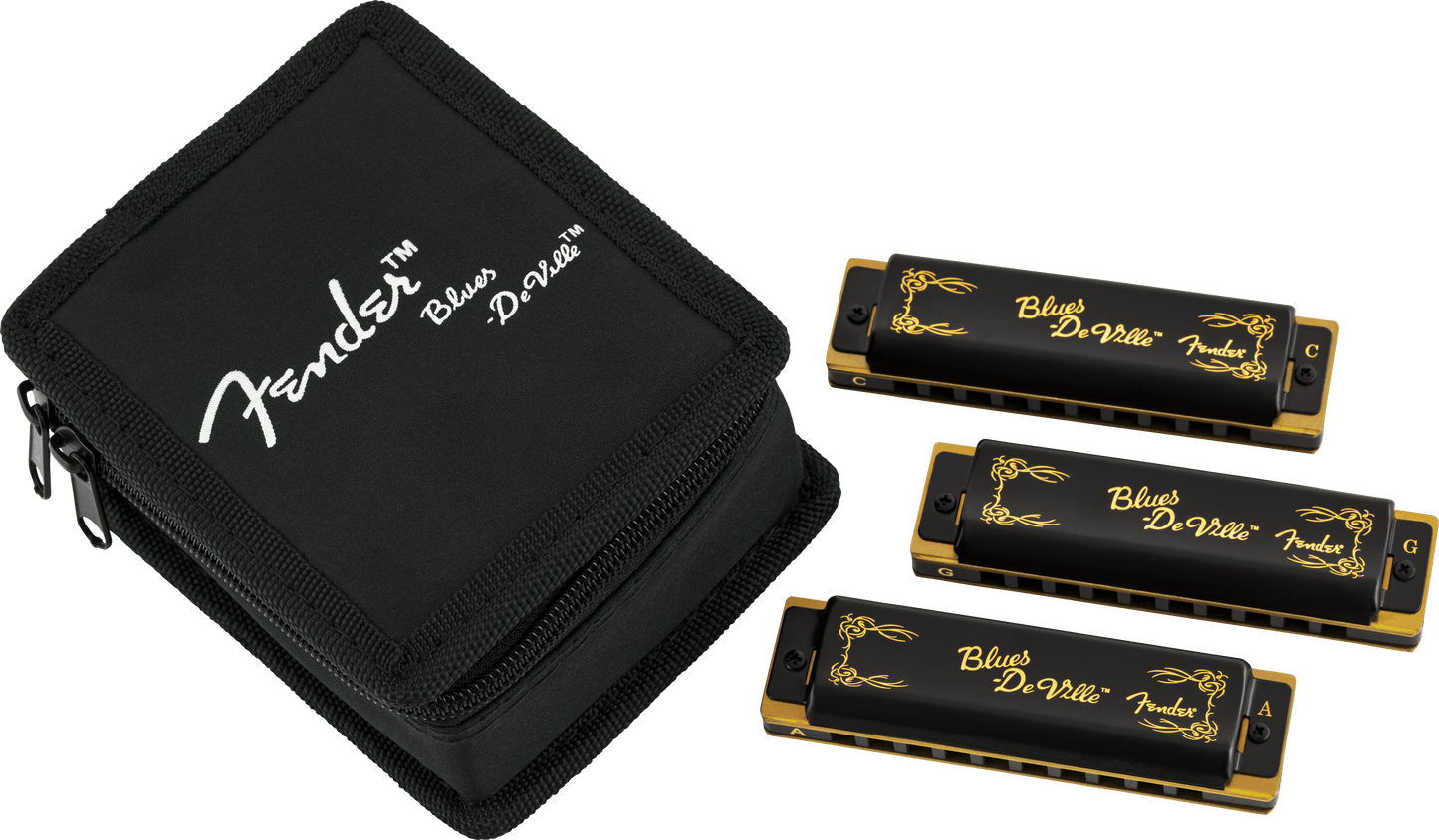 Blues DeVille Harmonicas - 3 Pack with Case